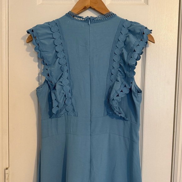 NWT Women Girly Baby Blue Summer Maxi Dress Ruffled Sleeve - Picture 6 of 10